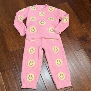 Lola + The Boys Pink and Yellow Smiley Pajama Set